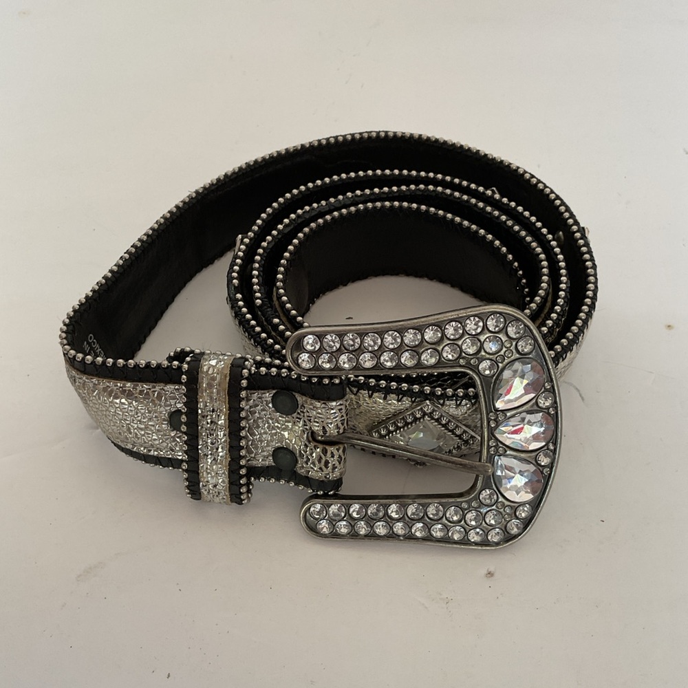 Miss Me Black Leather and Silver Western Belt Size XL